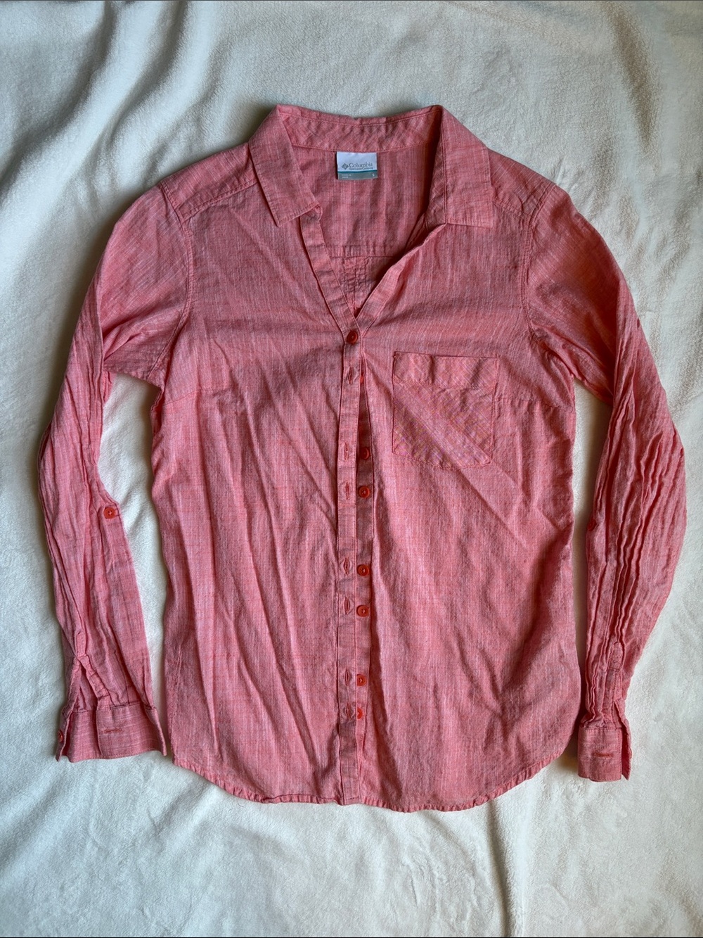 Columbia Button-Up Shirt Pink Heather Size S
